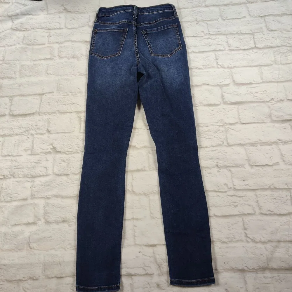 Forever 21 womens jeans high rise distressed rip skinny jeans blue denim sz 24 - Picture 2 of 7